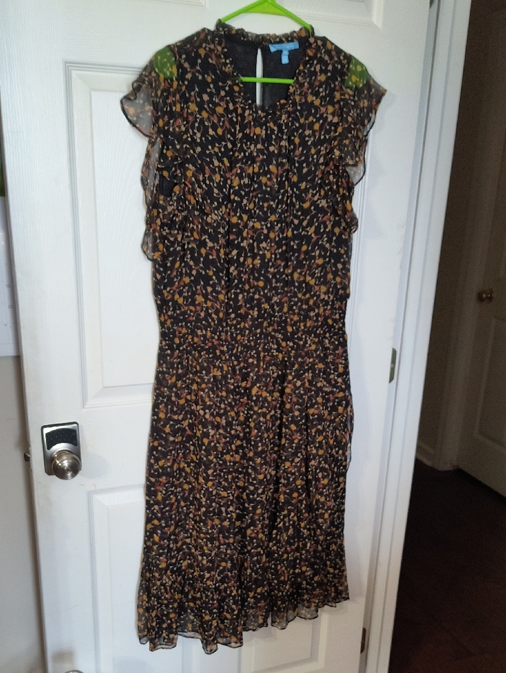 Draper James Black Midi Dress with Mustard & Rust Floral Print